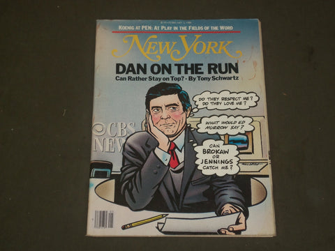 1986 FEBRUARY 3 NEW YORK MAGAZINE - DAN RATHER, DAN ON THE RUN - B 2160