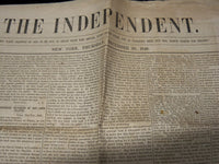 1849 DECEMBER 20 THE INDEPENDENT NEWSPAPER - ZULUS - VOLUME 1 NO. 55 - NP 3879L