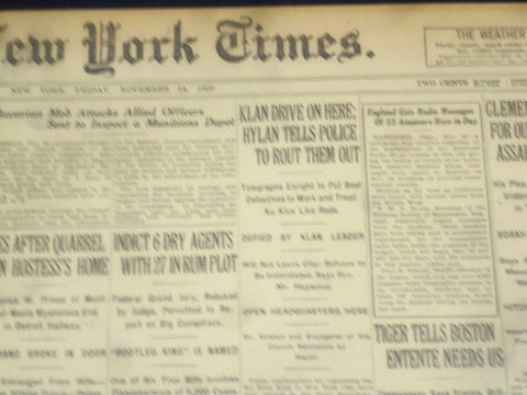 1922 NOVEMBER 24 NEW YORK TIMES - KLAN DRIVE ON HERE - NT 8437