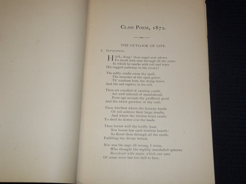 1872 JULY 9 YALE COLLEGE VALEDICTORY POEM AND ORATION BOOK - J 8053