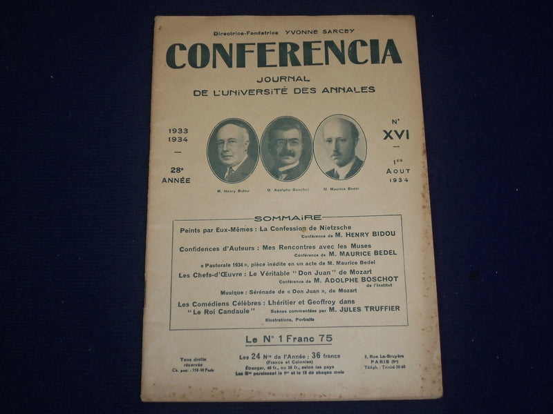 1934 CONFERENCIA JOURNAL DE L'UNIVERSITE DES ANNALES LOT OF 3 - FRENCH - J 1723