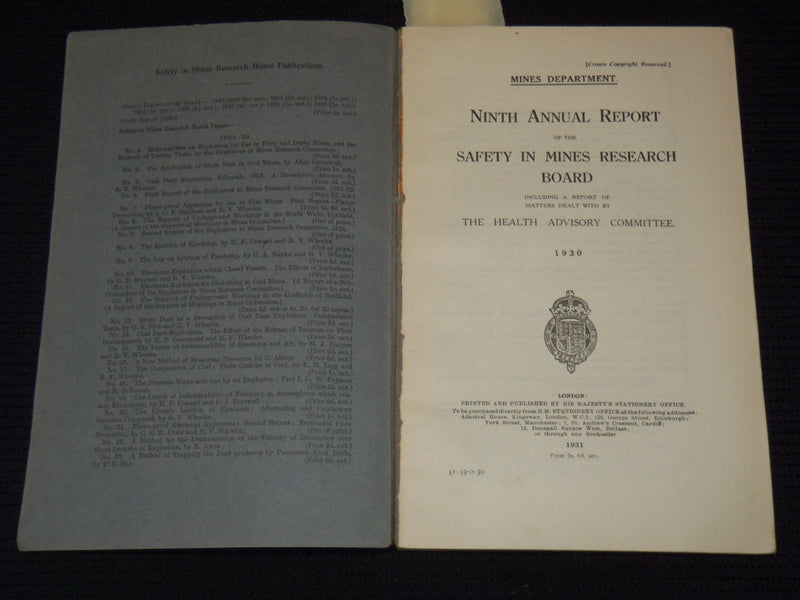 1930-1931 SAFETY IN MINES RESEARCH BOUND REPORTS LOT OF 2 ISSUES - J 7968