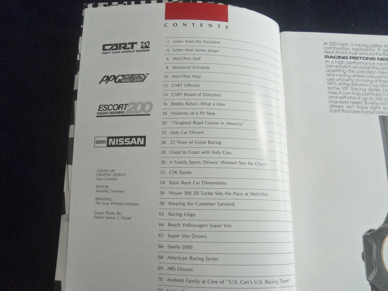 1986 AUGUST 29-31 ESCORT RADAR WARNING 200 RACING PROGRAM - CART INDY - SP 3929L