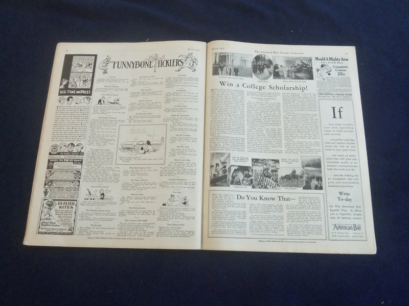 1932 MARCH AMERICAN BOY MAGAZINE - CHARLES LIVINGSTON BULL COVER - ST 7066