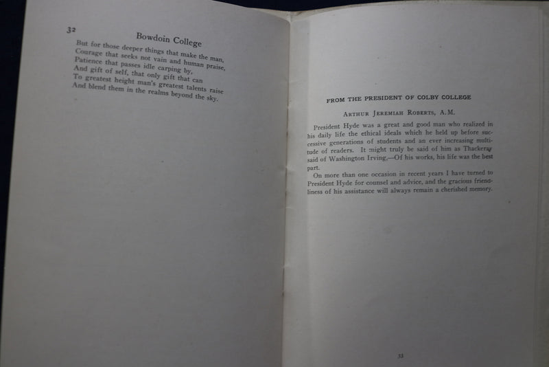 191 JANUARY BOWDOIN COLLEGE BULLETIN MEMORIAL BY WILLIAM DEWITT HYDE - K 842