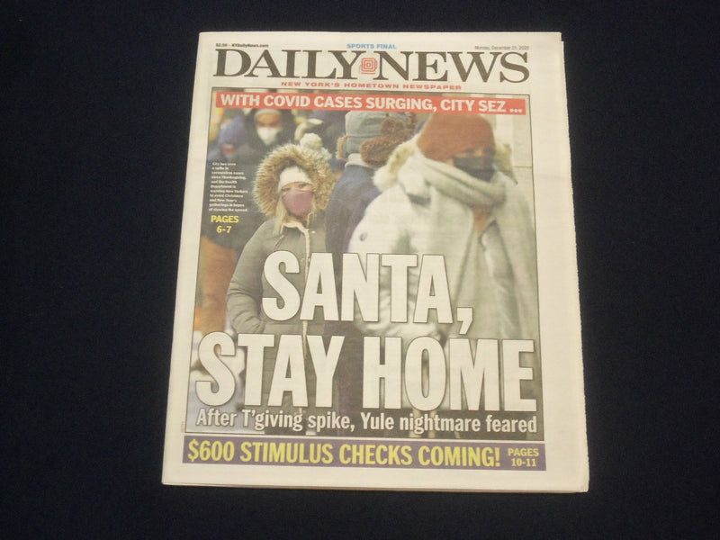 2020 DECEMBER 21 NEW YORK DAILY NEWS NEWSPAPER-N.Y. JETS GET FIRST WIN OF SEASON