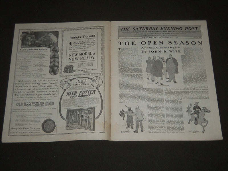1905 NOVEMBER 25 THE SATURDAY EVENING POST MAGAZINE - OPEN SEASON - SP 792