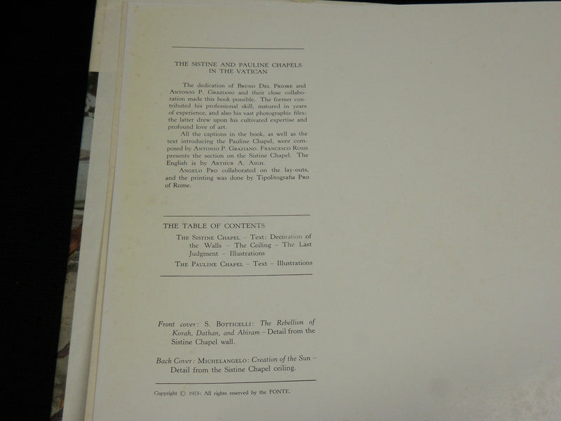 1975 THE SISTINE AND PAULINE CHAPELS IN THE VATICAN HARDCOVER BOOK - R 711O