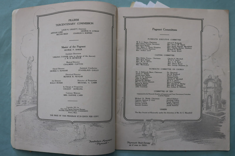 1921 PILGRIM TERCENTENARY PAGEANT PROGRAM - K 3418