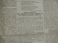 1849 NOVEMBER 17 MASSACHUSETTS PLOUGHMAN NEWSPAPER-DANIEL WEBSTER SPEECH-NP 5174