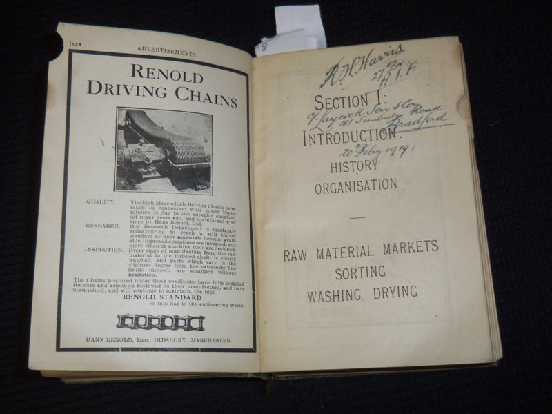 1918-1919 THE WOOL YEAR BOOK - H. HAIGH & CO - BRADFORD, ENGLAND - KD 5662B