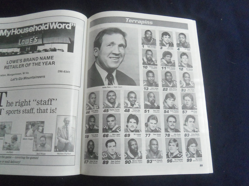 1986 SEP 20 FOOTBALL PROGRAM - WEST VIRGINIA UNIV VS UNIV MARYLAND - SP 4686R
