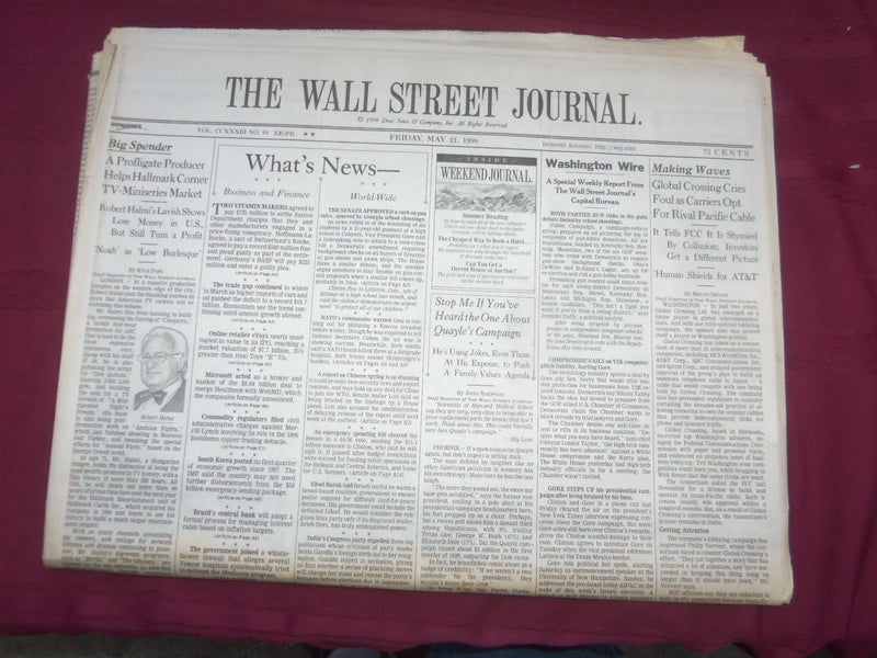 1999 MAY 21 THE WALL STREET JOURNAL - ROBERT HALMI, PROFLIGATE PRODUCER - WJ 221