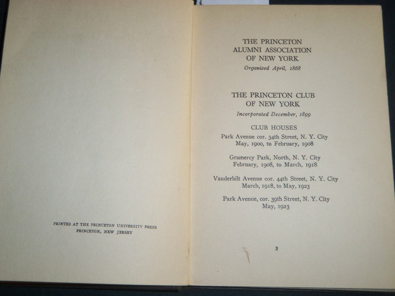 1929 ANNUAL OF THE PRINCETON CLUB OF NEW YORK - PRINCETON NEW JERSEY - KD 5720