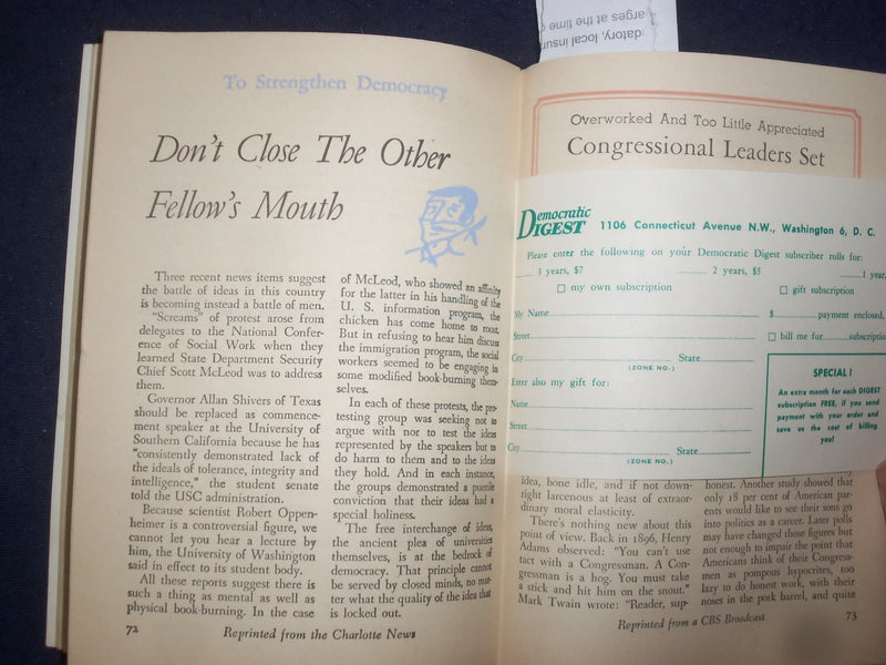 1955 SEPTEMBER DEMOCRATIC DIGEST MAGAZINE - HARRY TRUMAN - J 9791