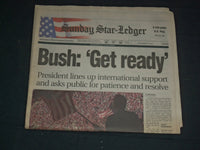2001 SEPTEMBER 16 SUNDAY STAR-LEDGER NEWSPAPER - BUSH: 'GET READY' - NP 3475