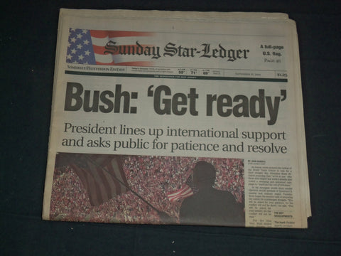 2001 SEPTEMBER 16 SUNDAY STAR-LEDGER NEWSPAPER - BUSH: 'GET READY' - NP 3475