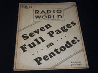 1930 FEBRUARY 22 RADIO WORLD MAGAZINE NICE ELECTRONICS COVERS & ADS - E 2827