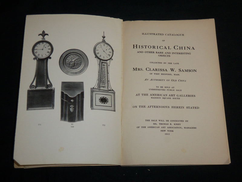 1913 MRS. CLARISSA W. SAMSON COLLECTION HISTORICAL CHINA CATALOGUE - J 6817