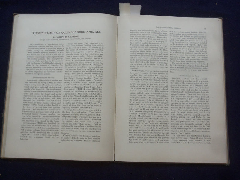 1938 TUBERCULOSIS AND LEPROSY-SYMPOSIUM SERIES- VOL 1 - HARDCOVER BOOK - KD 9103