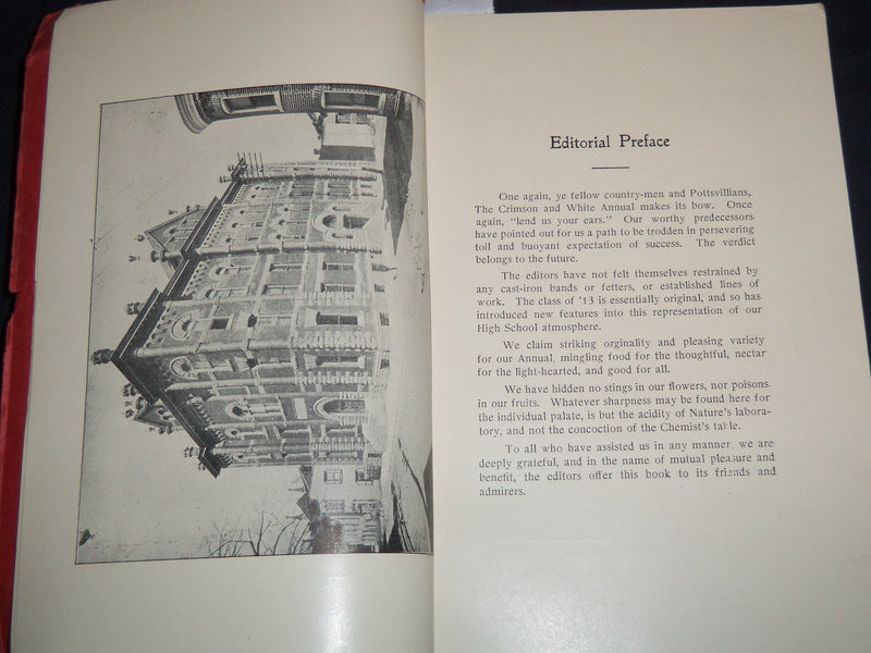 1913 CRIMSON & WHITE POTTSVILLE HIGH SCHOOL YEARBOOK - NICE PHOTOS - J 8183