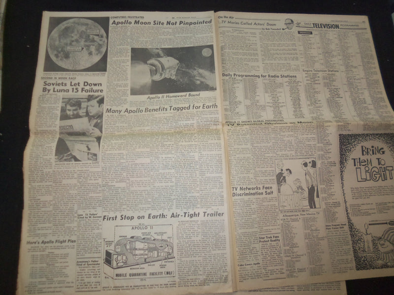 1969 JULY 23 DENVER POST NEWSPAPER - COASTING APOLLO DUE HOME THURSDAY - NP 8057