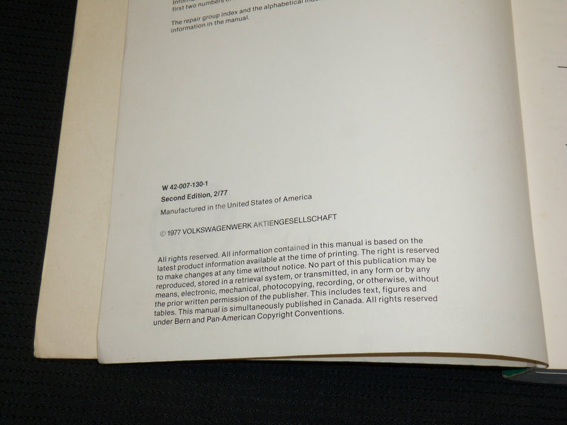 1977 VOLKSWAGEN RABBIT REPAIR MANUAL - TYPE 17 & TYPE 53 - SCIROCCO - R 715H