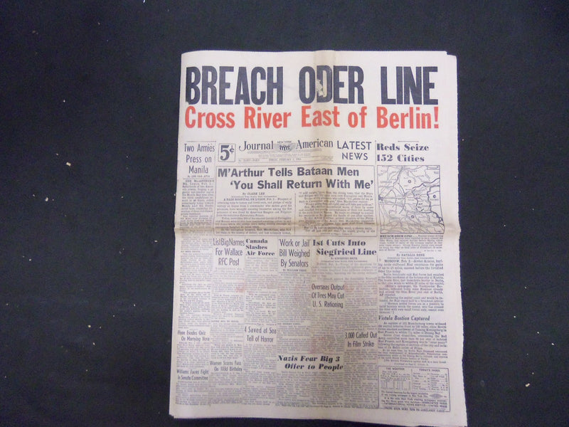 1945 FEBRUARY 2 NEW YORK JOURNAL AMERICAN - BREACH ODER LINE - NP 2288
