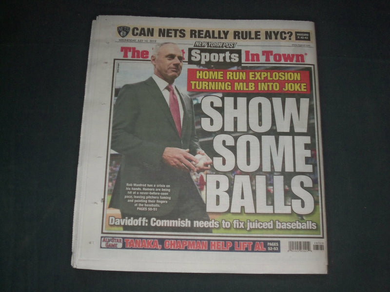 2019 JULY 10 NEW YORK POST NEWSPAPER - MLB HOME RUN EXPLOSTION - SHOW SOME BALLS
