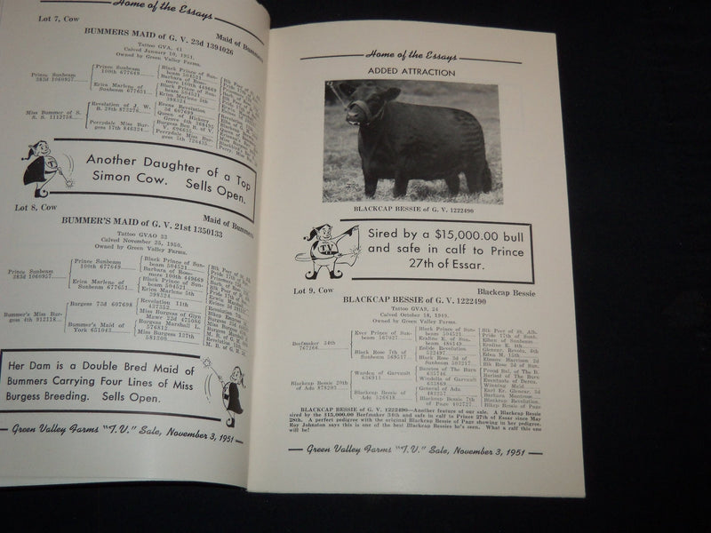 1951 GREEN VALLEY FARMS TV CATTLE SALE CATALOG - KANSAS CITY, MISSOURI - J 9114