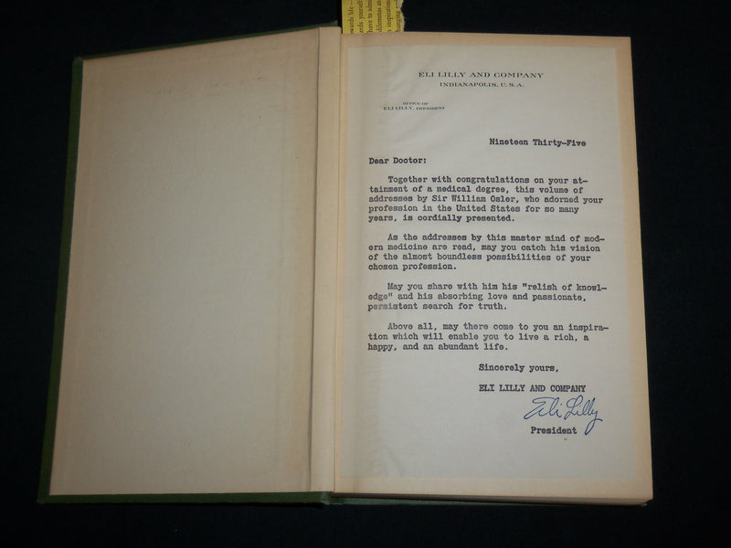1932 AEQUANIMITAS BOOK BY SIR WILLIAM OSLER - THIRD EDITION - KD 7134