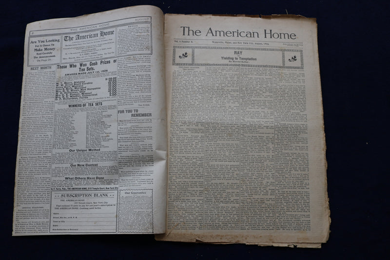 1906 AUGUST THE AMERICAN HOME NEWSPAPER - NICE ILLUSTRATED COVER - NP 8687