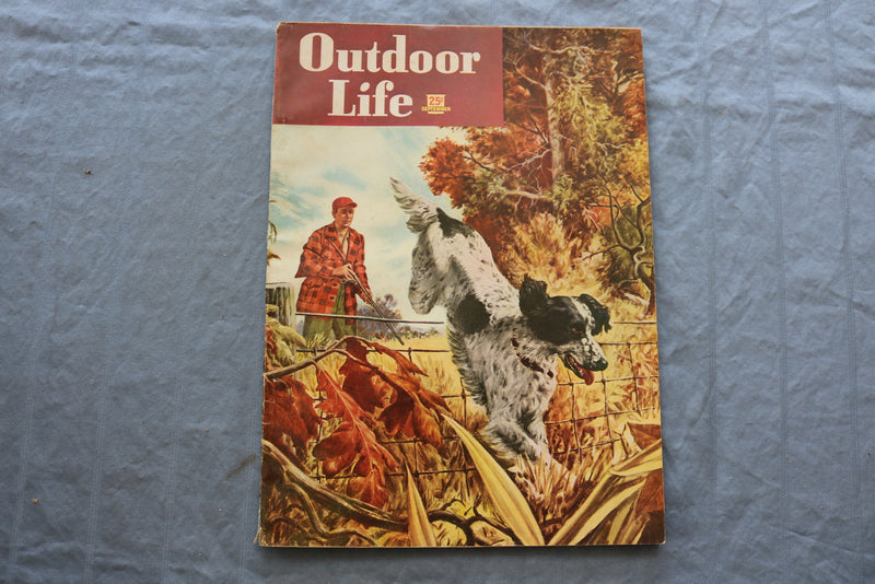 1948 SEPTEMBER OUTDOOR LIFE MAGAZINE - DOG JUMPING OVER FENCE COVER - SP 6182Z
