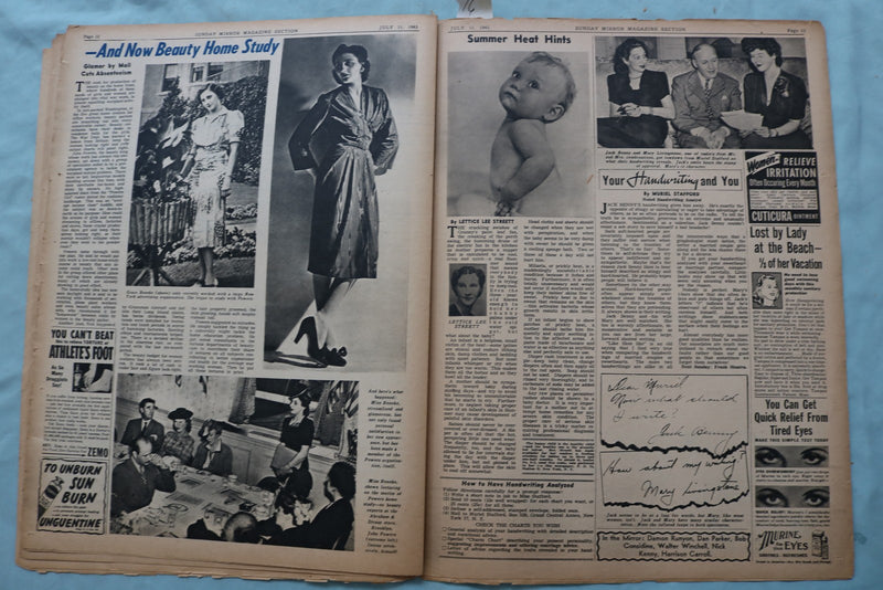 1943 JULY 11 SUNDAY MIRROR MAGAZINE SECTION - COOPER-BERGMAN-ROCKWELL - NP 9088