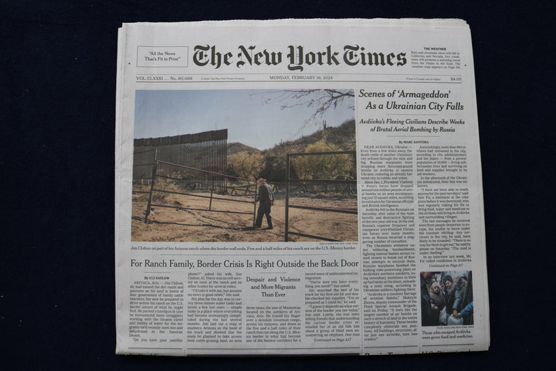 2024 FEBRUARY 19 NEW YORK TIMES - SCENES OF 'ARBAGEDDON' AS UKRAINIAN CITY FALLS