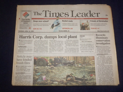 1999 APRIL 15 WILKES-BARRE TIMES LEADER -HARRIS CORP. DUMPS LOCAL PLANT- NP 8252