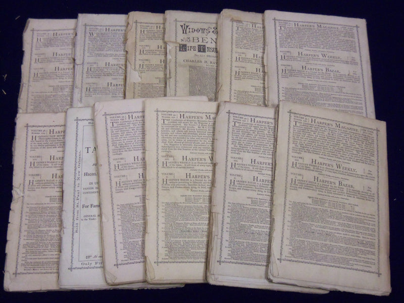 1869 HARPER'S MONTHLY MAGAZINE LOT 12 COMPLETE YEAR - NICE ILLUSTRATIONS- WR 510