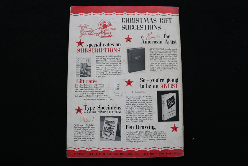 1940 DECEMBER AMERICAN ARTIST MAGAZINE - EDMOND AMATEIS COVER - SP 4183C