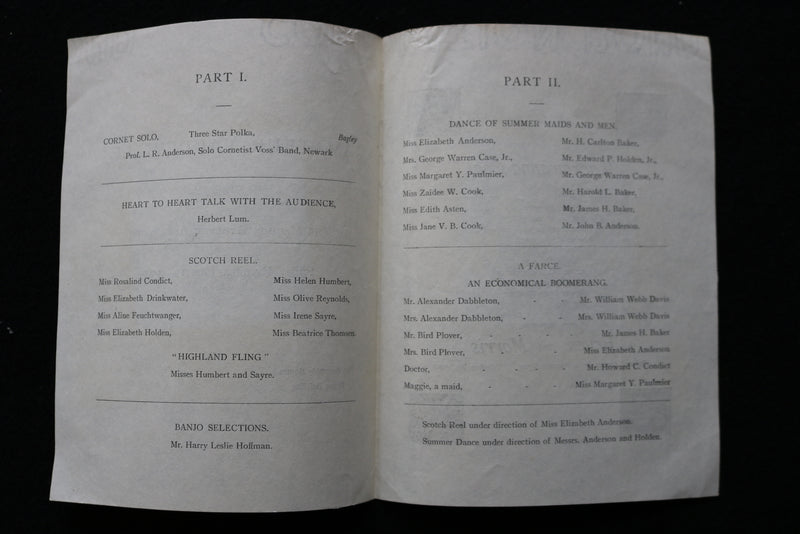 1903 JUNE 19 AMATEUR VAUDEVILLE PROGRAM - MADISON ATHLETIC ASSOCIATION - K 1986