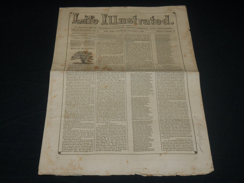 1856 SEPTEMBER 6 LIFE ILLUSTRATED NEWSPAPER - COMMODORE PERRY - NEWTON - NP 4813