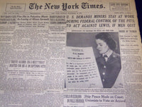 1946 NOVEMBER 18 NEW YORK TIMES - U. S. DEMANDS MINERS STAY AT WORK - NT 848