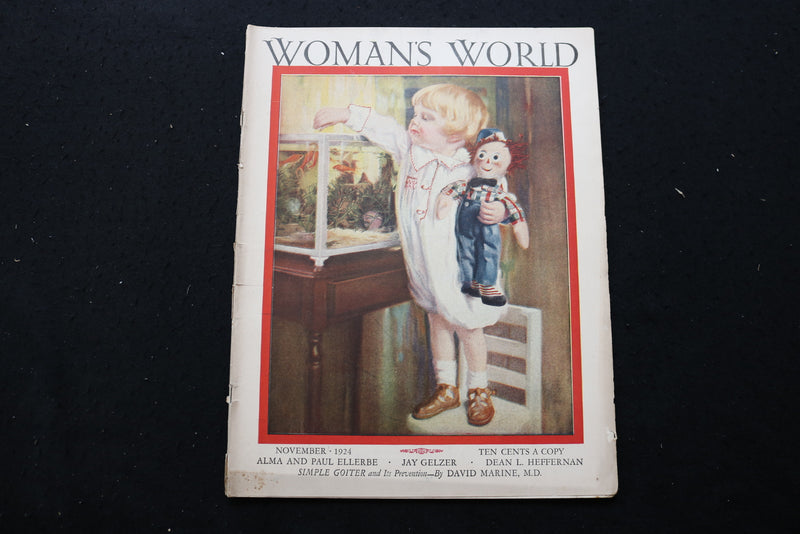 1924 NOVEMBER WOMAN'S WORLD MAGAZINE - BABY FEEDING FISH COVER - E 10359