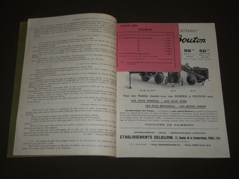 1930 SAMUEL MICHAUD ORNANS DEFENSE CONTRE L'INCENDIE FRENCH CATALOGUE - FR 501