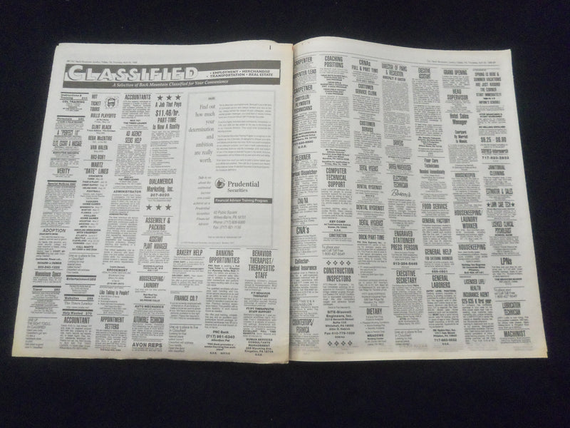 1998 APR 30 THE BACK MOUNTAIN LEADER NEWSPAPER-SHAVERTOWN, PA-PURE GOLD- NP 6151