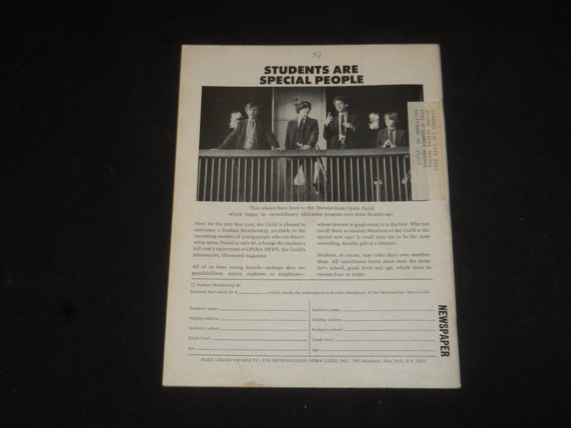 1971 JANUARY 9 OPERA NEWS MAGAZINE - ROBERT MERRILL - SP 6171