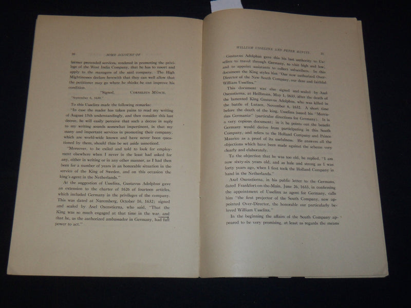 1881 WILLIAM USSELINX AND PETER MINUIT ACCOUNT BY JOSEPH J. MICKLEY - K 2093