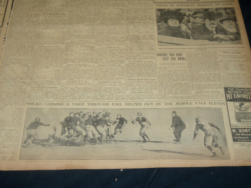 1908 NOVEMBER 22 THE BOSTON HERALD - HARVARD VANQUISHES YALE 4-0 - BH 218