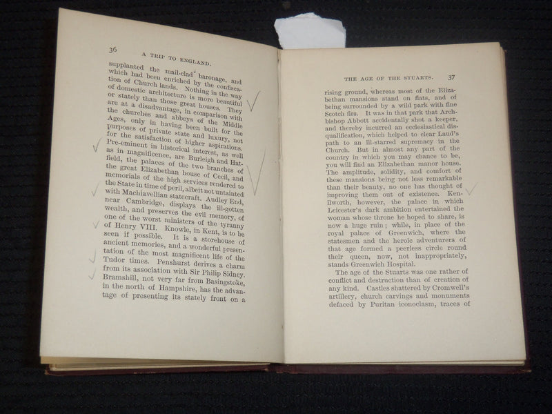 1895 A TRIP TO ENGLAND HARDCOVER BOOK BY GOLDWIN SMITH - K 2097