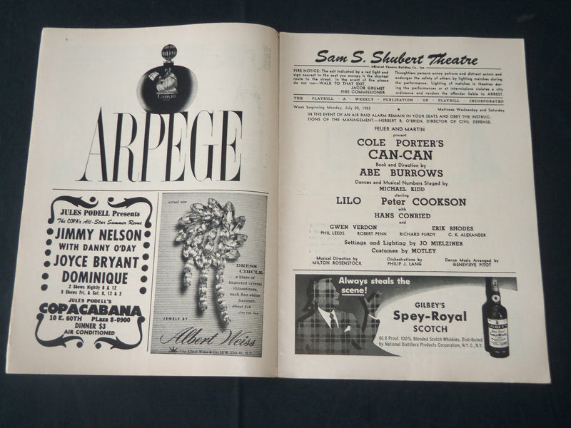 1950-1956 PLAYBILL PROGRAMS LOT OF 9 - ETHEL MERMAN - REX HARRISON - J 3892