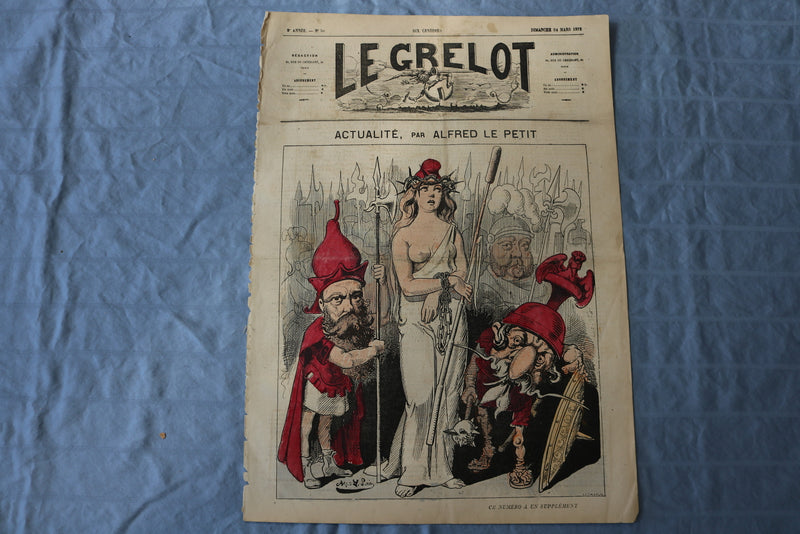 1872 MARCH 24 LE GRELOT NEWSPAPER - ACUTALITE-ALFRED LE PETIT - FRENCH - NP 8581